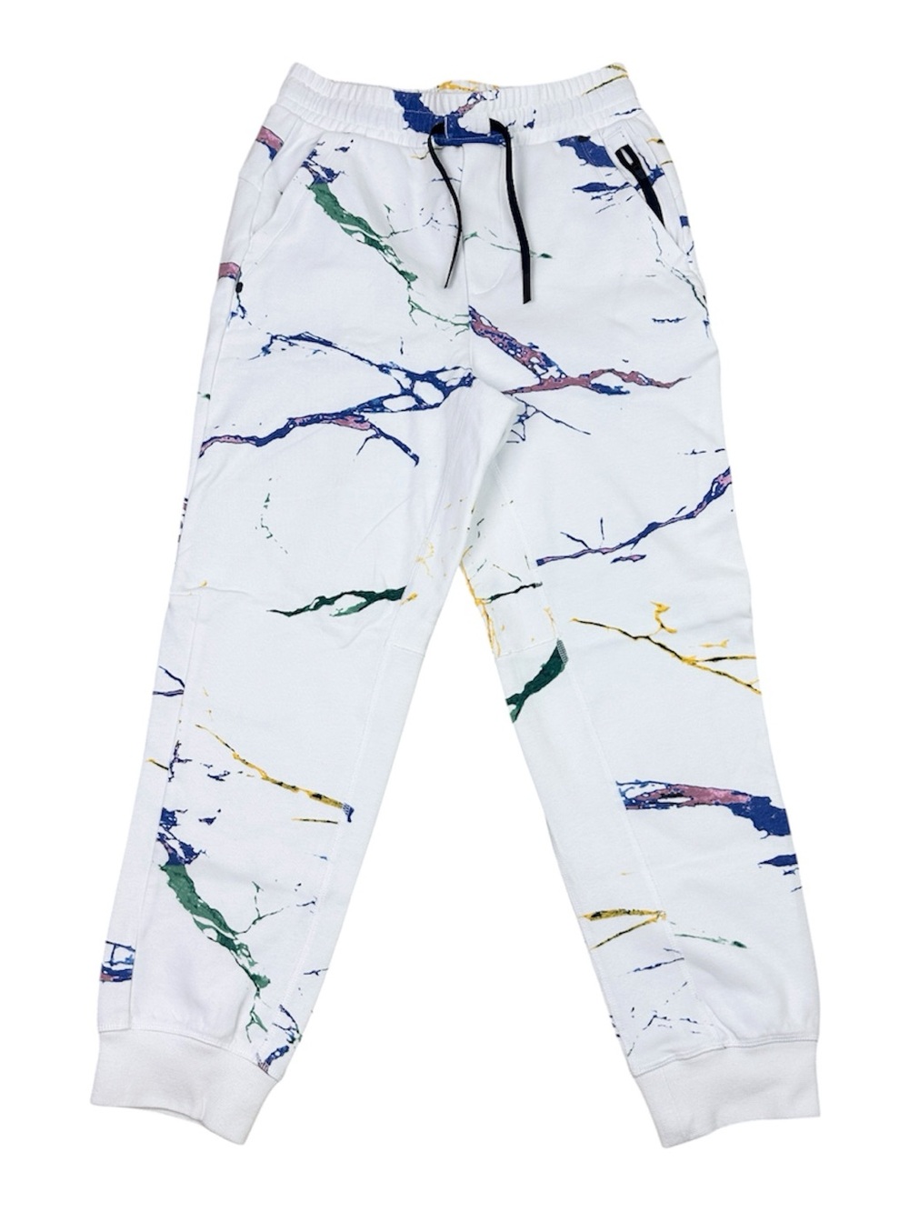 GAP Teen Kids White Marble-Print Joggers with Multicolor print